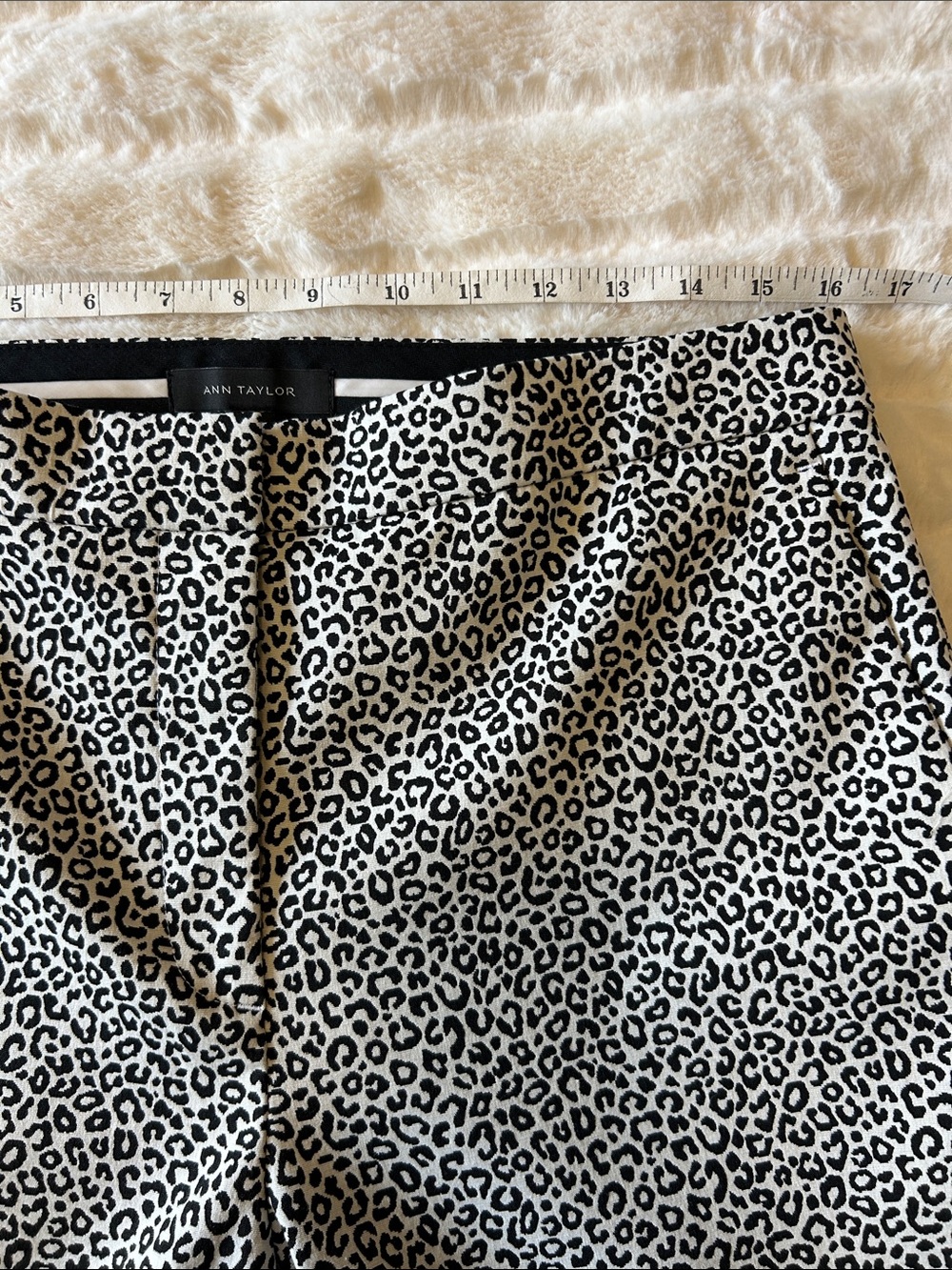 Ann Taylor Black & White Leopard Straight Leg Cuffed Pants - Picture 6 of 8
